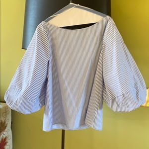Halogen blue  & white stripe blouse